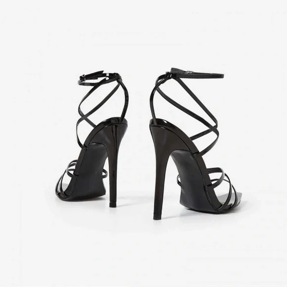 EGO “Kaia” Pointed Barely There Heel in Black Patent - Picture 2 of 10